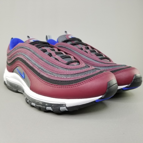 Nike Mens Air Max 97 Athletic Shoes Maroon Blue - Picture 7 of 8